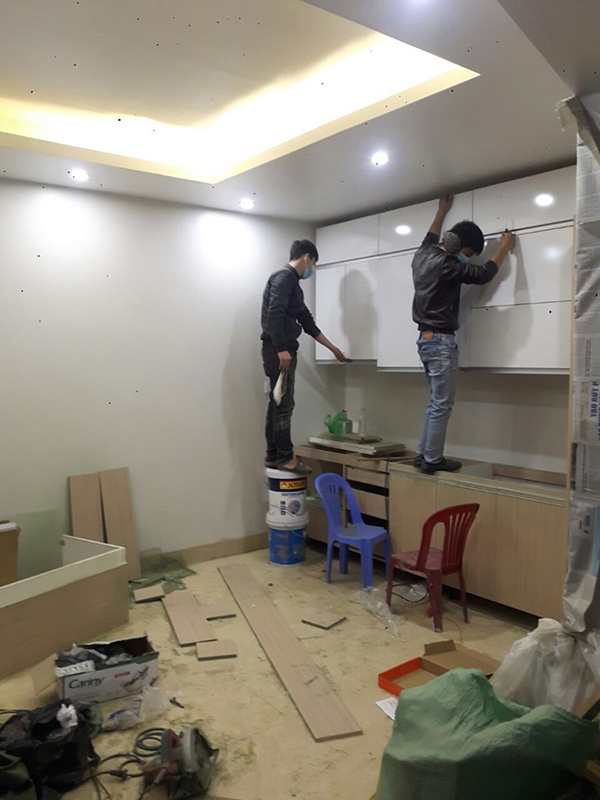 Thiết kế thi công phòng bếp nhà anh kiên đẹp